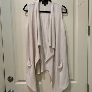 Long Creamy Ruffle Front Cardigan vest!
